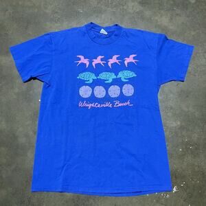 Vintage 80s Wrightsville Beach Blue Destination T-Shirt